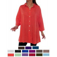 Solid CRINKLE RAYON or FLAT RAYON Uptown Blouse L-6X
